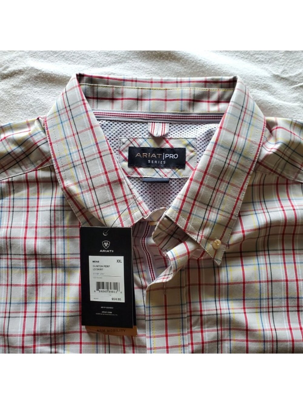 Ariat Pro Series Mens XXLarge Plaid Long Sleeve Button Shirt Tan XXL 2XL - Picture 4 of 16